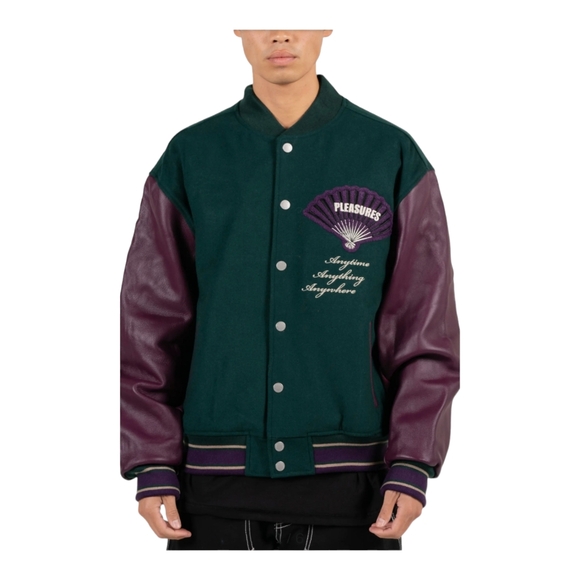 PLEASURES Fan Wool Blend & Leather Varsity Jacket | NWT | PICK UR SIZE - Picture 3 of 6